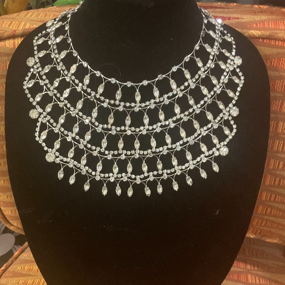 Vintage Jewelry - Vintage prom rhinestone festoon necklace prom pageant